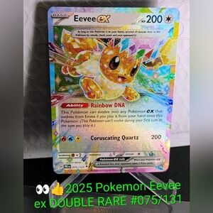 Eevee ex Rainbow DNA Holographic Pokémon Card Double RARE #075/131 MINT Conditio